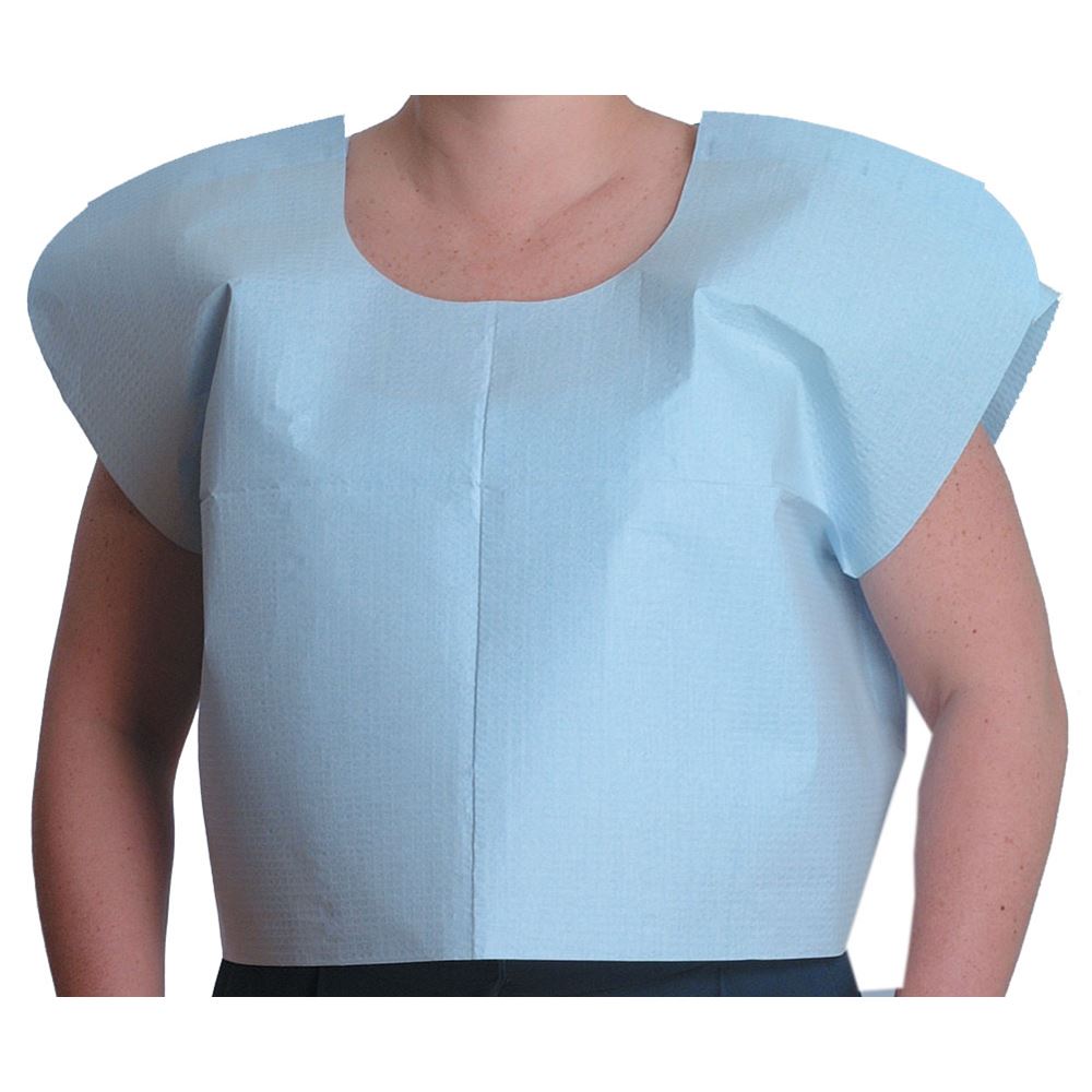 70204N Graham Medical® 30` x 21` Disposable Blue Heavyweight Tissue/Poly/Tissue Patient Exam Capes 
